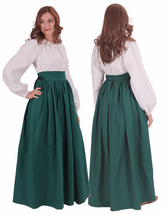 ANIKA Cotton F.Green Skirt : Medieval Viking Renaissance Women Skirt